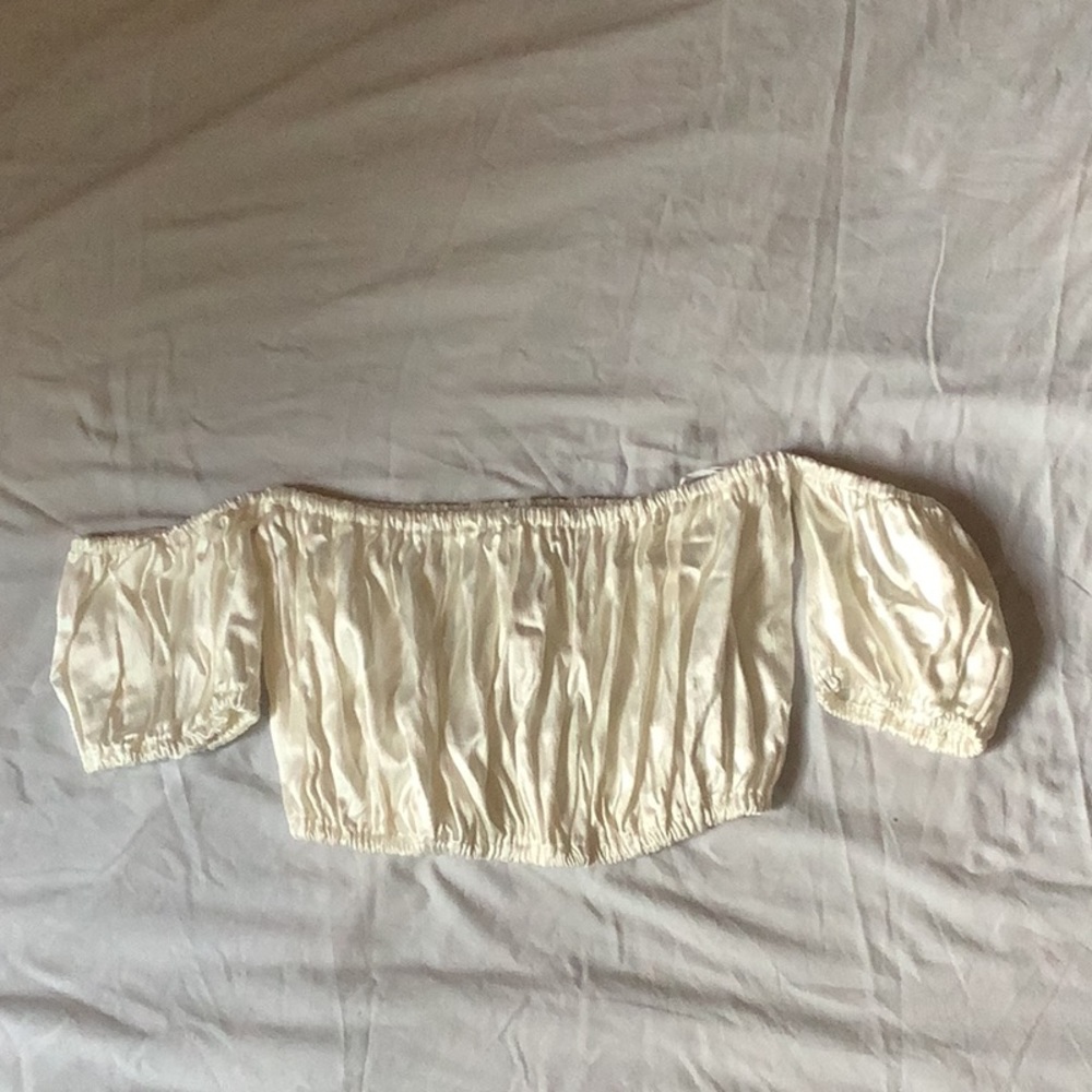 Zara, white, peasant style crop top
